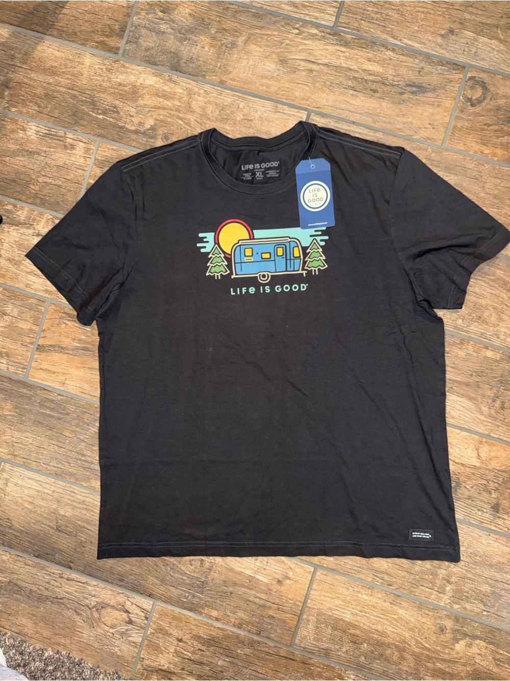 Life Is Good Black Short-Sleeve Crusher Camper Graphic Tee